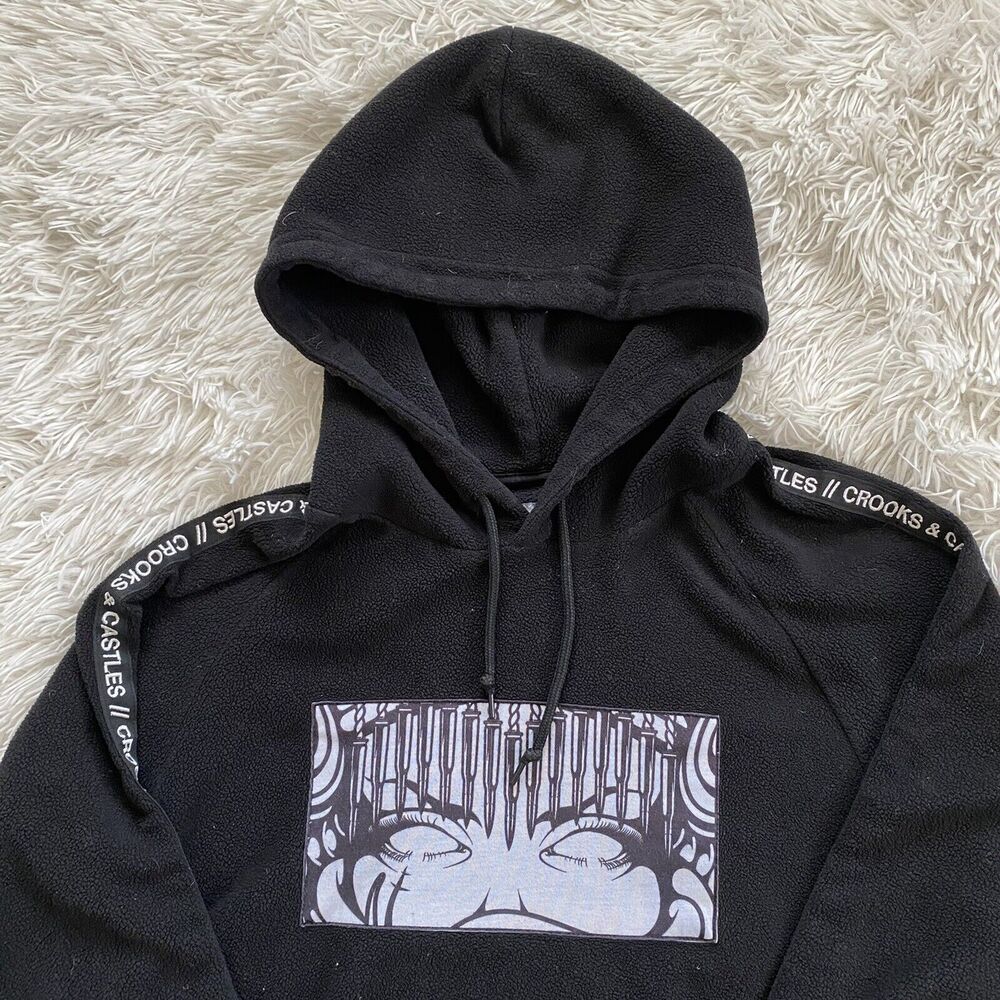 Crooks & Castles Fairfax Black Fleece Hoodie Size Medium
